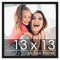 13x13 Black Wood Picture Square Frame - UV Acrylic, Foam Board Backing, Hanging Hardware